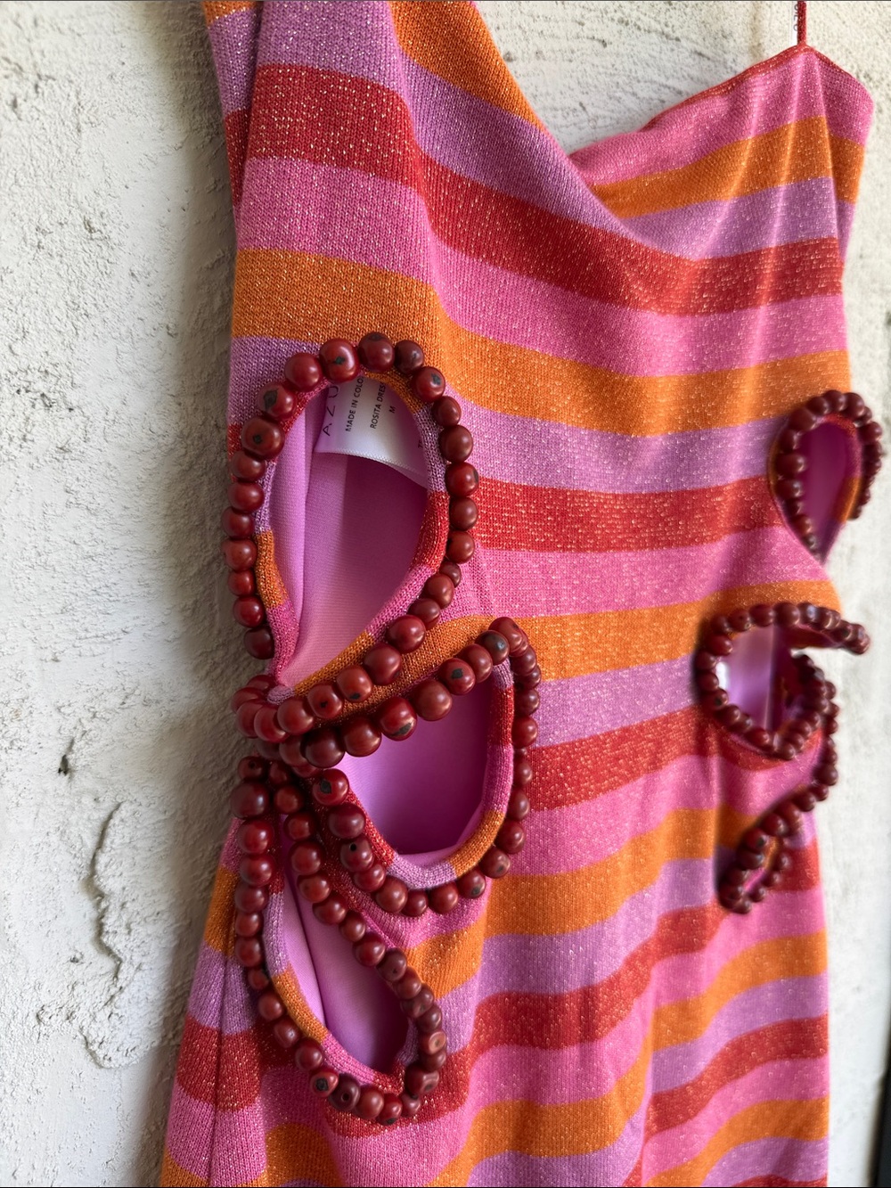 NWT Anthropologie AZULU Rozita Cutout Halter Mini Dress Raspberry Stripe Medium - Picture 6 of 14